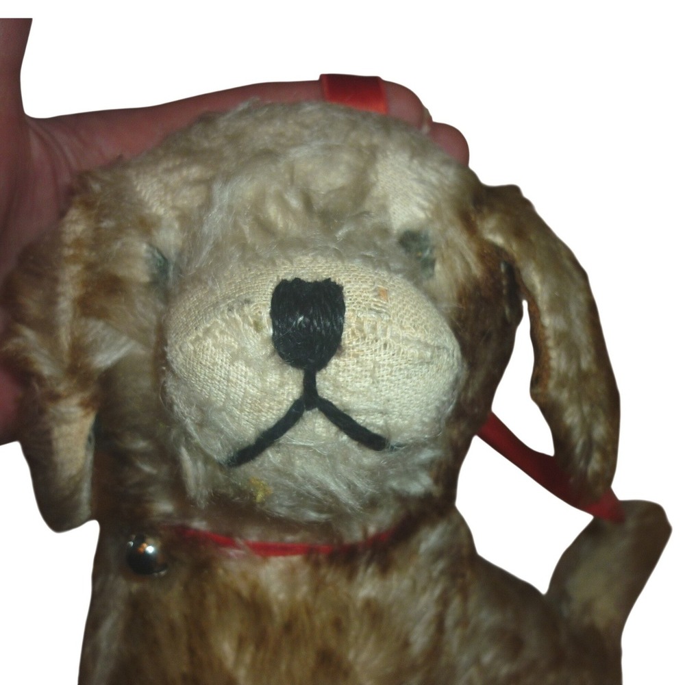 1940s Mohair Terrier Dog Plush Vintage Toy Straw Stuffed Jingle Bell Collar USA - Picture 9 of 9